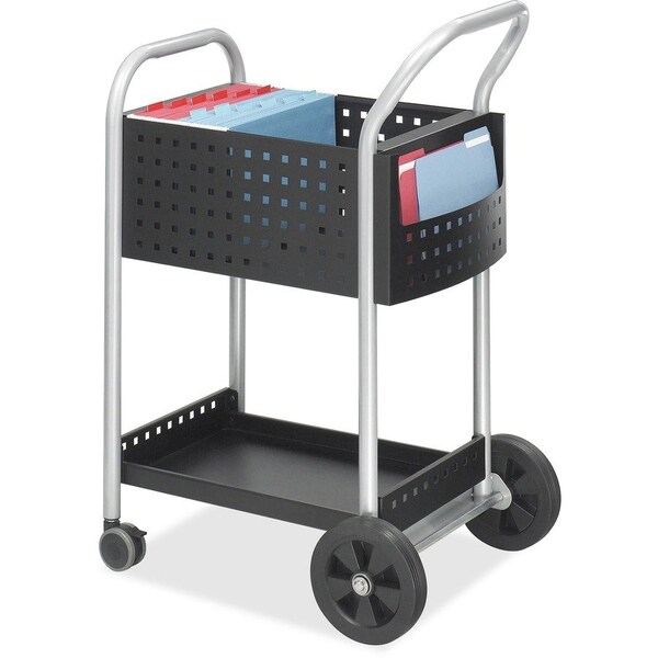 Safco Scoot Mail Cart, Steel, 300 lb Load Capacity, 2 Shelves, 22" W, 40.5" H SAF5238BL - main